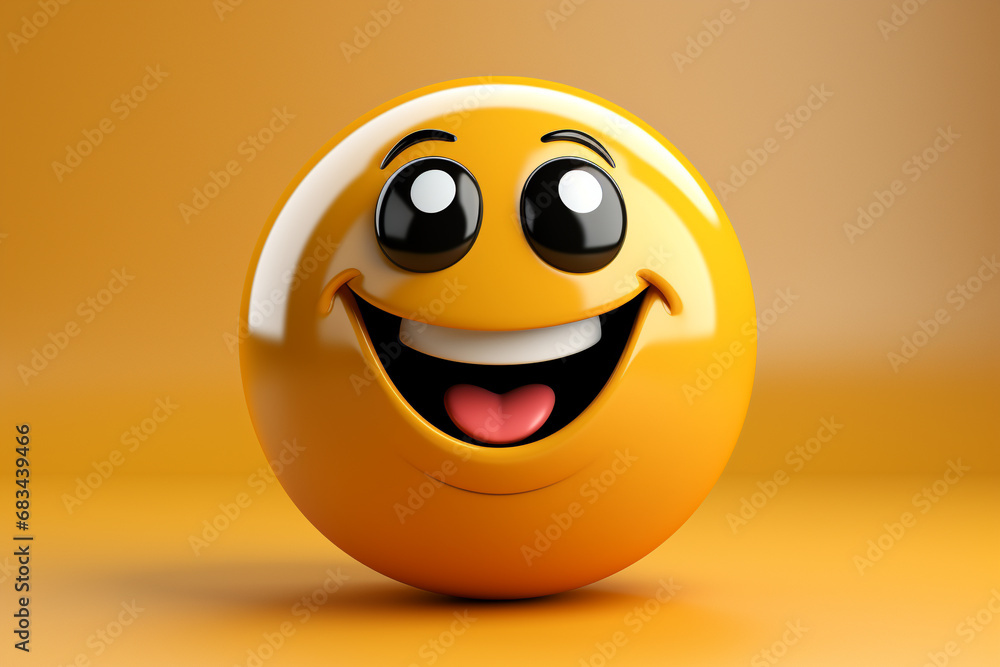 3D model design render of a cheerful smiley face icon isolated on white background. Ai generated 3D model design render of a cheerful smiley face icon isolated on white background. Ai generated