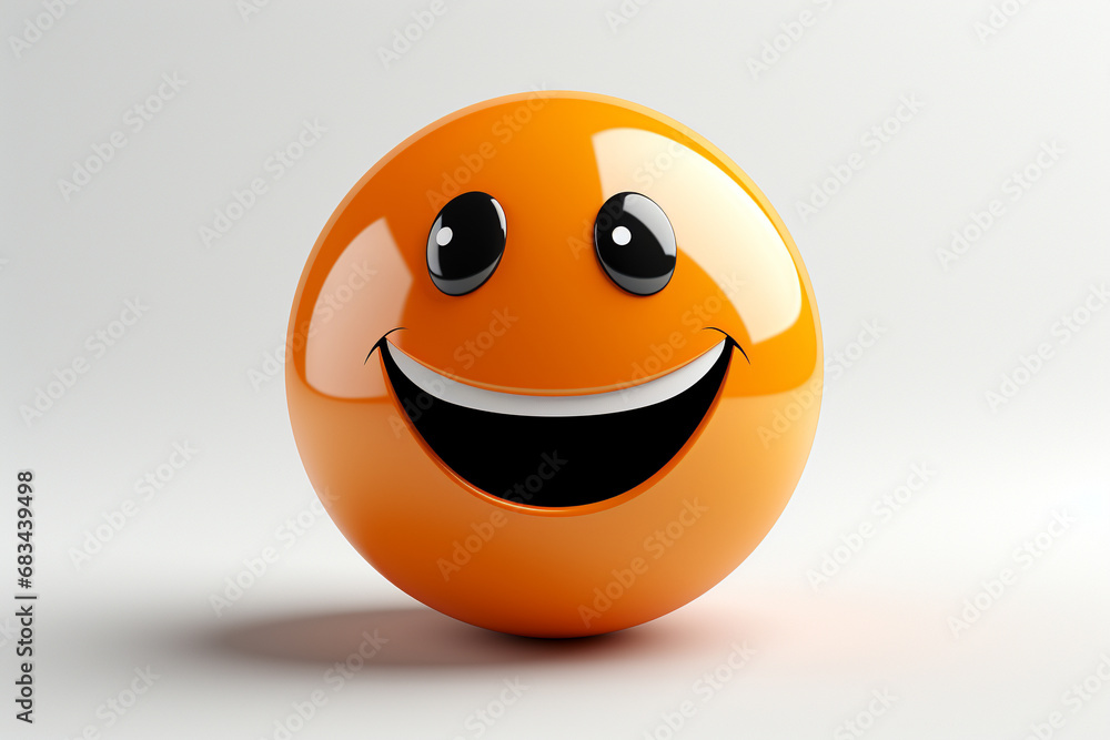 3D model design render of a cheerful smiley face icon isolated on white background. Ai generated 3D model design render of a cheerful smiley face icon isolated on white background. Ai generated