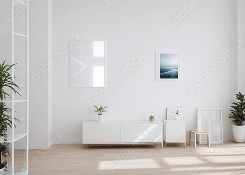 A minimalist with clean lines, bright room, pastel colors, this modern indoor space. 