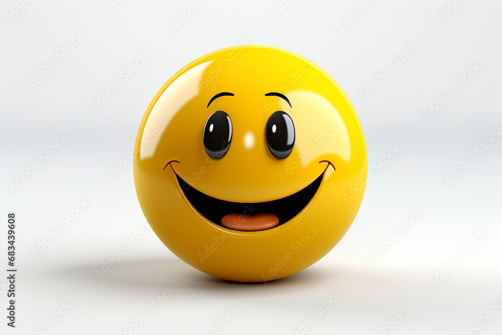 3D model design render of a cheerful smiley face icon isolated on white background. Ai generated 3D model design render of a cheerful smiley face icon isolated on white background. Ai generated