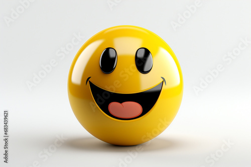 3D model design render of a cheerful smiley face icon isolated on white background. Ai generated
