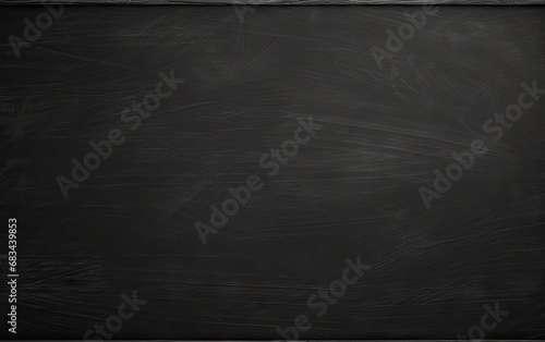 Blank blackboard, wooden frame, Empty blank black chalkboard with chalk traces background.