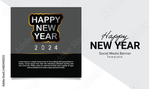 Happy new year 2024 social media square banner design template