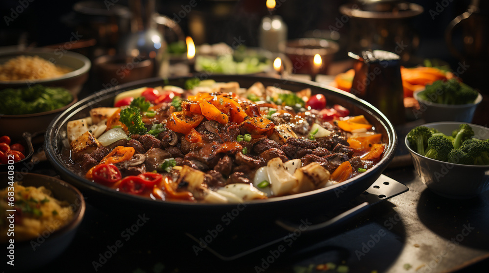 Social Cuisine: Shared Moments and Fresh Flavors in a Hot Pot Meal with Loved Ones. Generative AI.