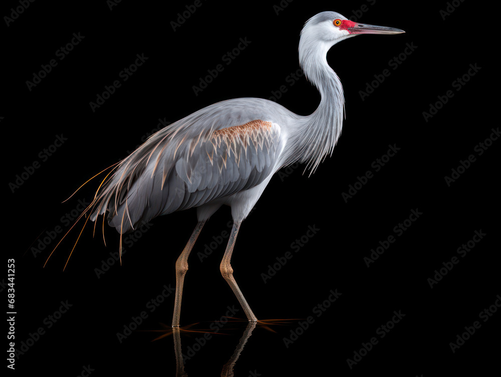 Crane Studio Shot Isolated on Clear Black Background, Generative AI Crane Studio Shot Isolated on Clear Black Background, Generative AI