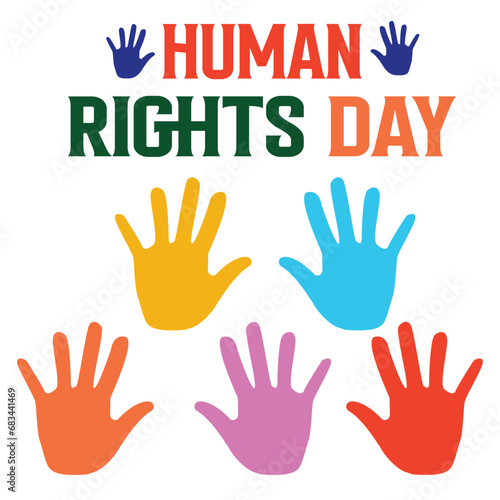 Human Rights Day poster template with hands vector.  © Kakal CF ID 4016033