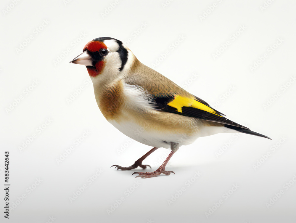 Goldfinch Studio Shot Isolated on Clear White Background, Generative AI Goldfinch Studio Shot Isolated on Clear White Background, Generative AI