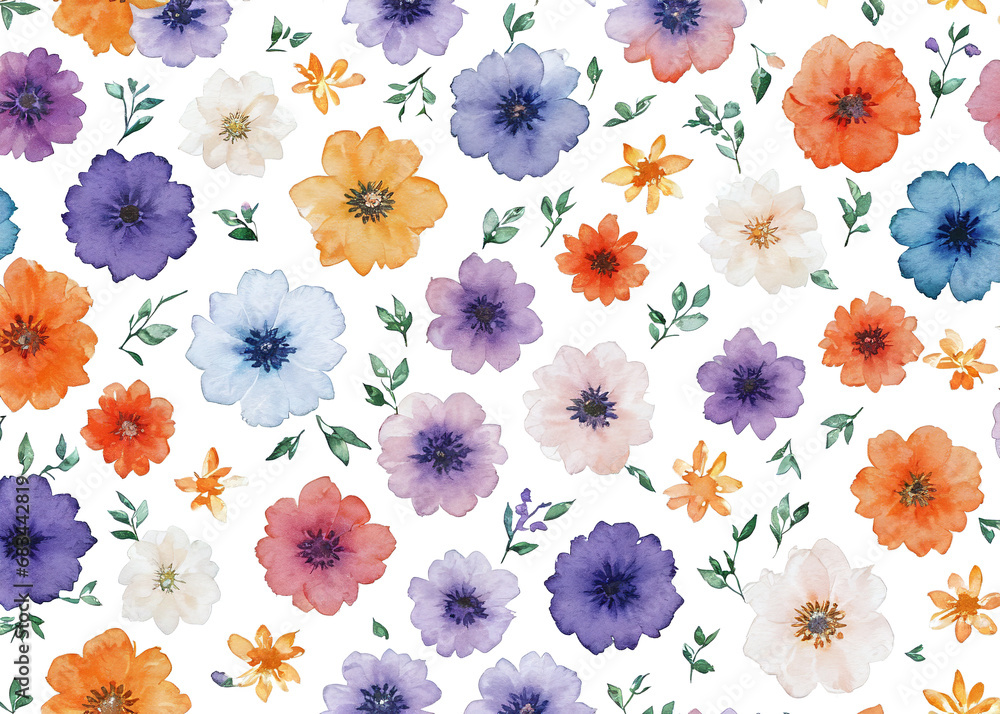 A vibrant tapestry of blooming petals, painted in watercolor, intertwined in a whimsical pattern on soft fabric, evoking a sense of lively beauty and free-spiritedness. 