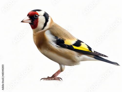 Goldfinch Studio Shot Isolated on Clear White Background, Generative AI