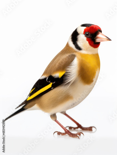 Goldfinch Studio Shot Isolated on Clear White Background, Generative AI