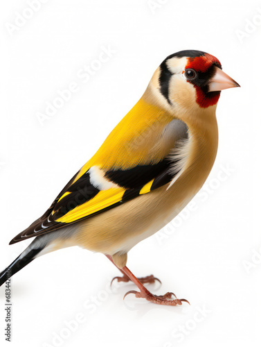 Goldfinch Studio Shot Isolated on Clear White Background, Generative AI © Vig