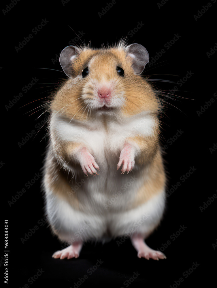 Hamster Studio Shot Isolated on Clear Black Background, Generative AI Hamster Studio Shot Isolated on Clear Black Background, Generative AI