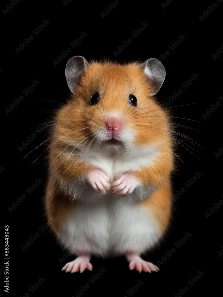 Hamster Studio Shot Isolated on Clear Black Background, Generative AI