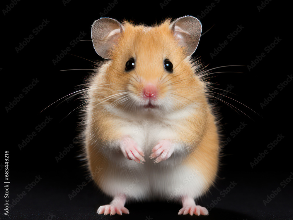 Hamster Studio Shot Isolated on Clear Black Background, Generative AI Hamster Studio Shot Isolated on Clear Black Background, Generative AI