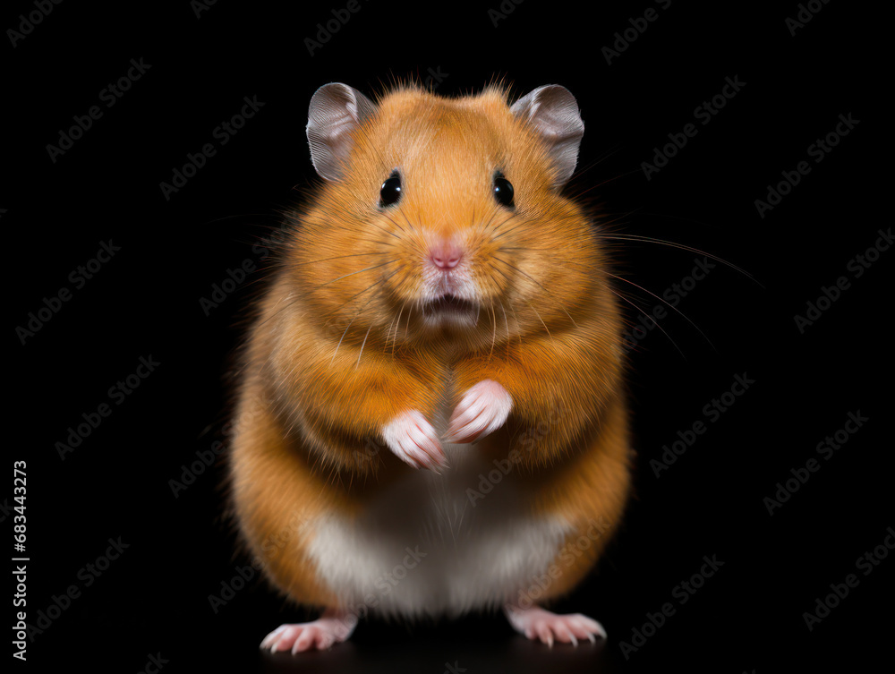 Hamster Studio Shot Isolated on Clear Black Background, Generative AI Hamster Studio Shot Isolated on Clear Black Background, Generative AI