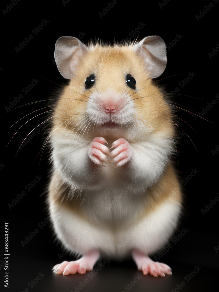 Hamster Studio Shot Isolated on Clear Black Background, Generative AI Hamster Studio Shot Isolated on Clear Black Background, Generative AI