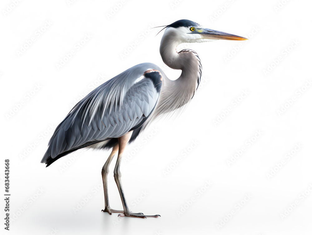 Heron Studio Shot Isolated on Clear White Background, Generative AI Heron Studio Shot Isolated on Clear White Background, Generative AI