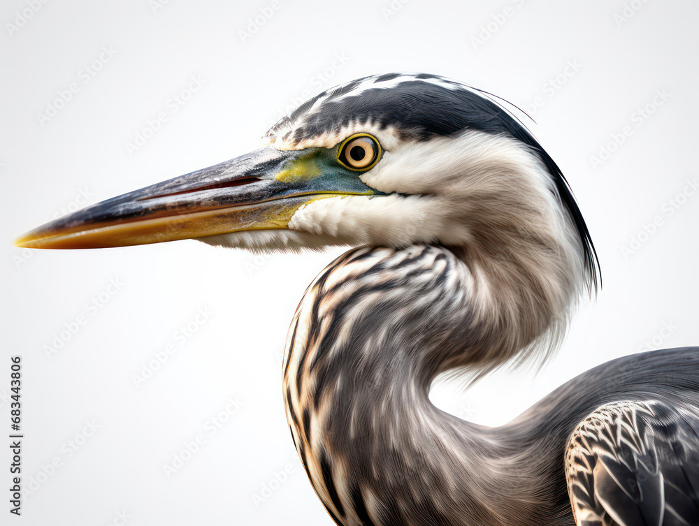 Heron Studio Shot Isolated on Clear White Background, Generative AI Heron Studio Shot Isolated on Clear White Background, Generative AI