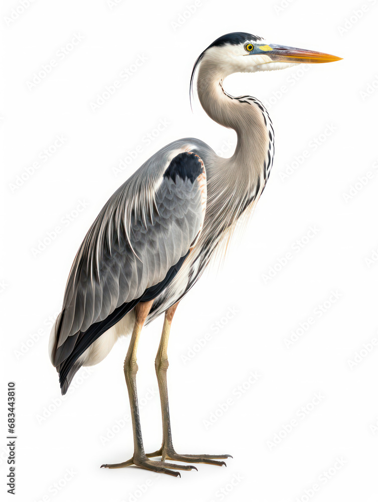 Heron Studio Shot Isolated on Clear White Background, Generative AI Heron Studio Shot Isolated on Clear White Background, Generative AI