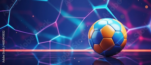 Neon Soccer Ball with Particles. 3D illustration. Football or Soccer Concept With Copy Space. Goal Concept. © John Martin