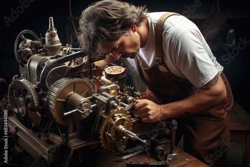Workers repairing machines Photo