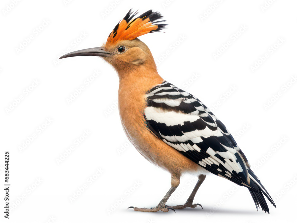 Fototapeta premium Hoopoe Studio Shot Isolated on Clear White Background, Generative AI