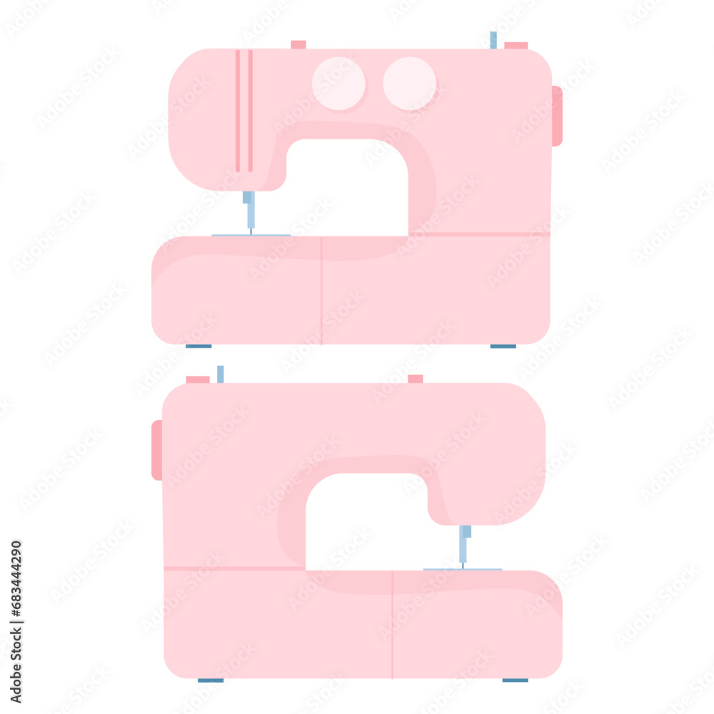 Flat pink sewing machine front and back view