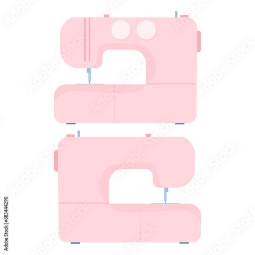 Flat pink sewing machine front and back view