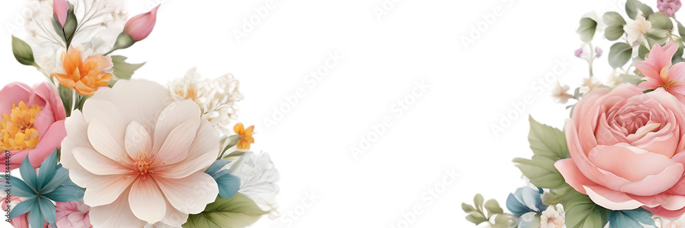 colorful flowerson transparent background for birthday,wedding invitation