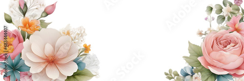colorful flowerson transparent background for birthday wedding invitation