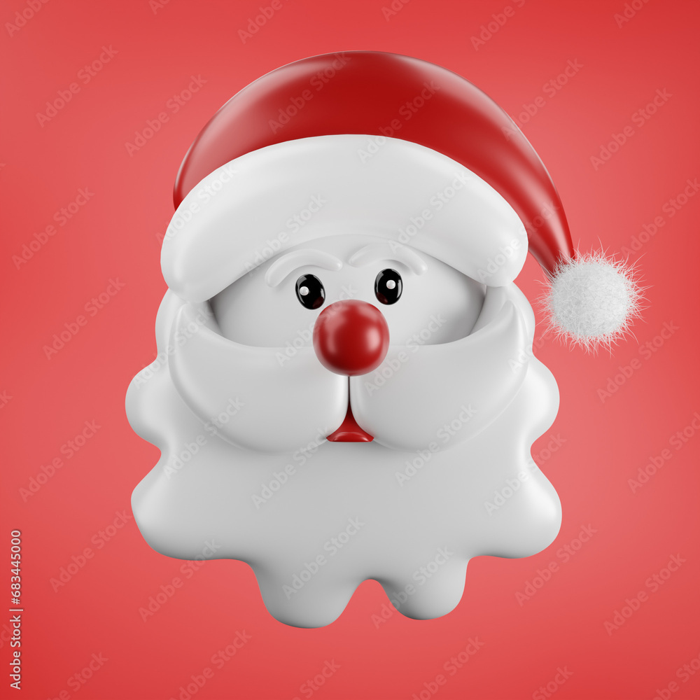snowman with santa claus hat, 3D snowman with santa claus hat, 3D