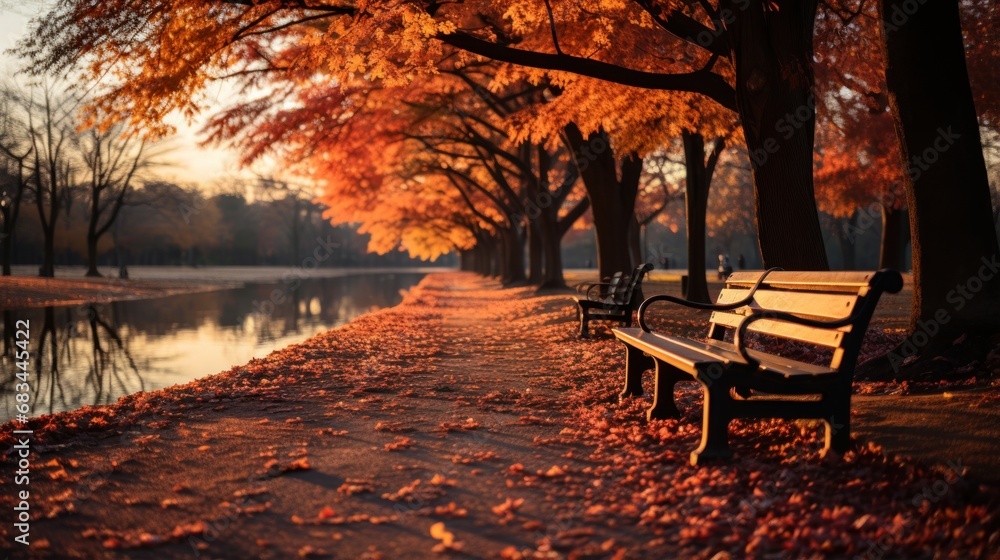 Bench in autumn park