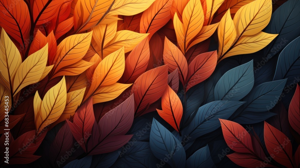 Illustration Autumn Vibrant Leaves Background Illustration Autumn Vibrant Leaves Background