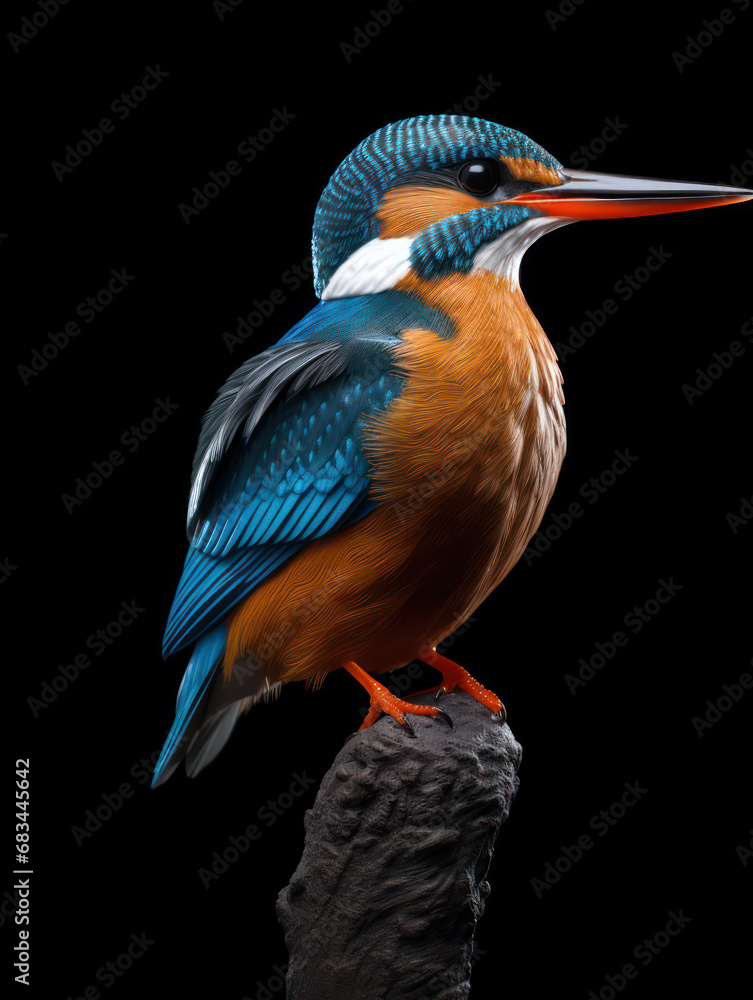 Kingfisher Studio Shot Isolated on Clear Black Background, Generative AI Kingfisher Studio Shot Isolated on Clear Black Background, Generative AI