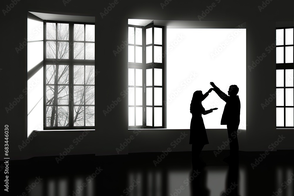 Black and white image of a couple dancing Black and white image of a couple dancing