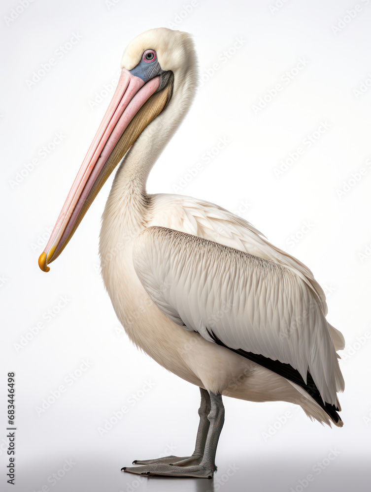 Pelican Studio Shot Isolated on Clear White Background, Generative AI Pelican Studio Shot Isolated on Clear White Background, Generative AI