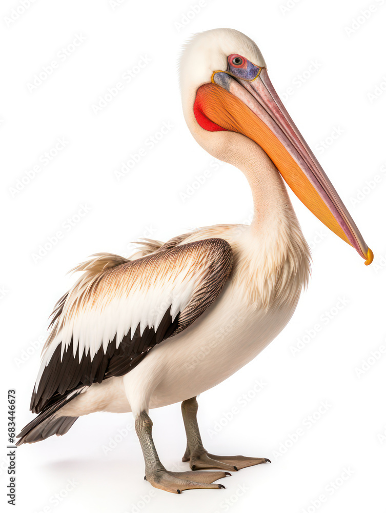 Pelican Studio Shot Isolated on Clear White Background, Generative AI Pelican Studio Shot Isolated on Clear White Background, Generative AI