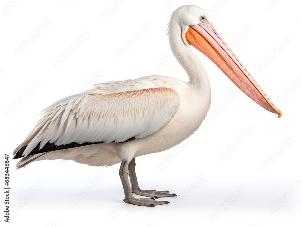 Pelican Studio Shot Isolated on Clear White Background, Generative AI Pelican Studio Shot Isolated on Clear White Background, Generative AI
