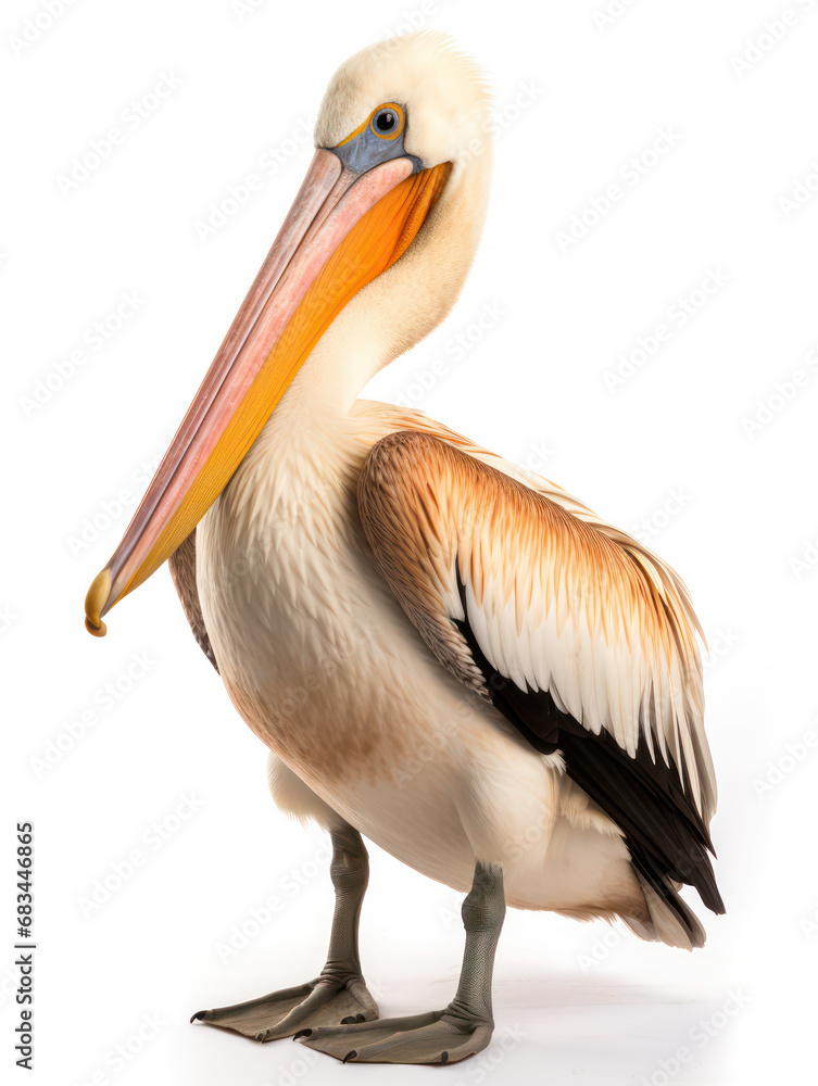 Pelican Studio Shot Isolated on Clear White Background, Generative AI Pelican Studio Shot Isolated on Clear White Background, Generative AI