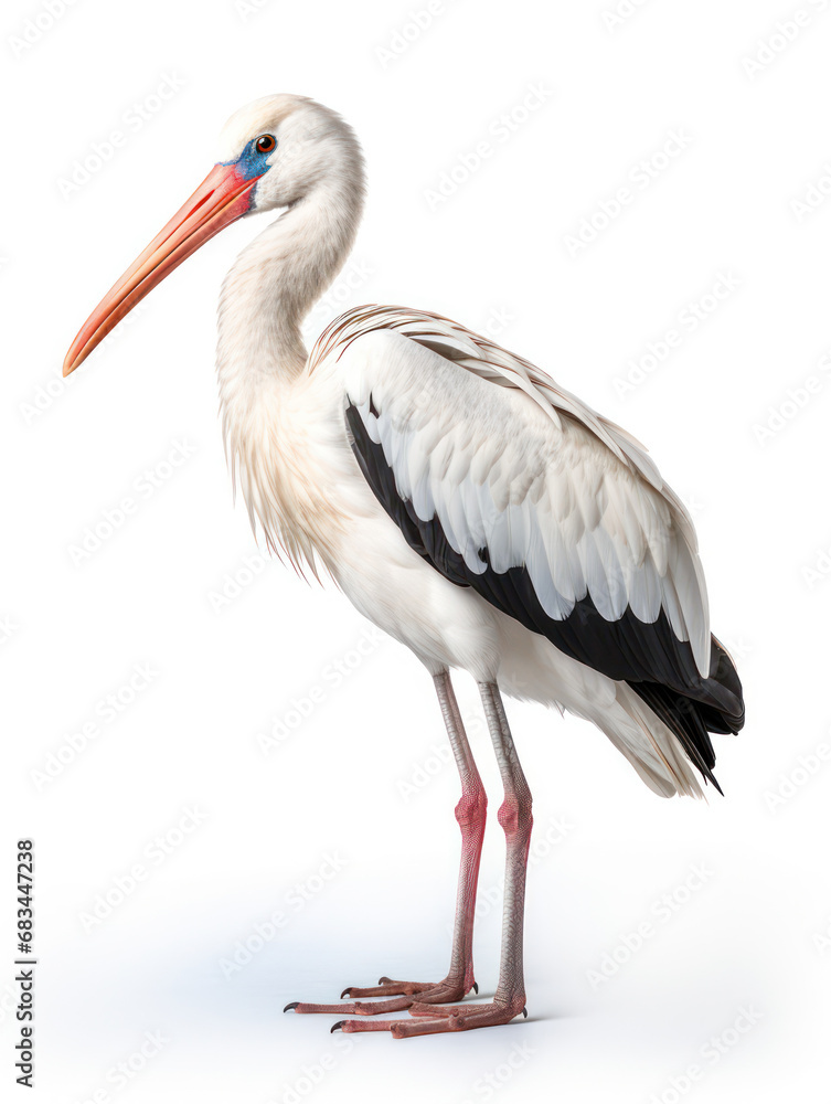 Stork Studio Shot Isolated on Clear White Background, Generative AI Stork Studio Shot Isolated on Clear White Background, Generative AI