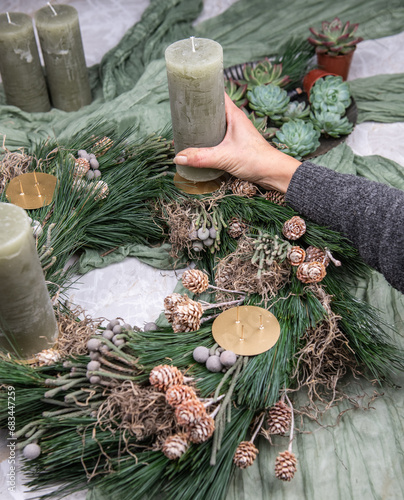 Kranz binden, Adventskranz basteln, Kranz mit Sukkulenten, Dekoration für Weihnachten