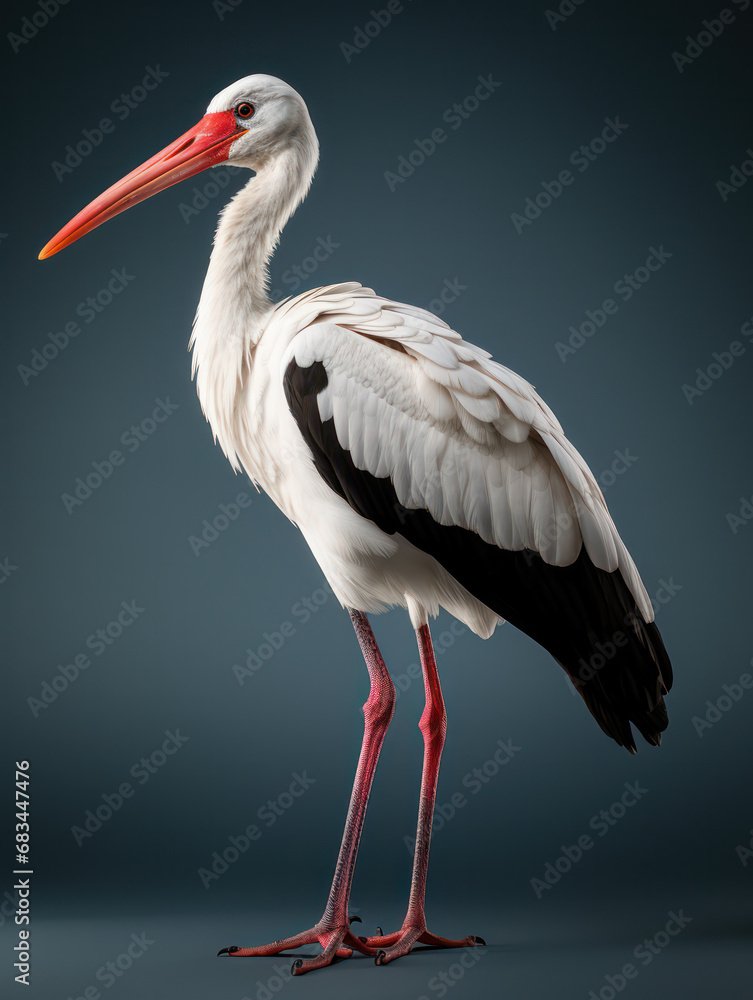 Stork Studio Shot Isolated on Clear Black Background, Generative AI Stork Studio Shot Isolated on Clear Black Background, Generative AI