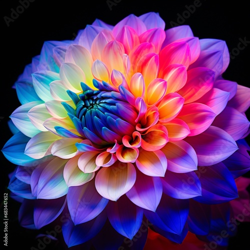 Dahlia Flower neon Color AI Generated pictures