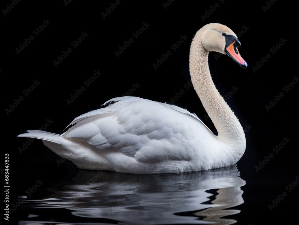 Fototapeta premium Swan Studio Shot Isolated on Clear Black Background, Generative AI