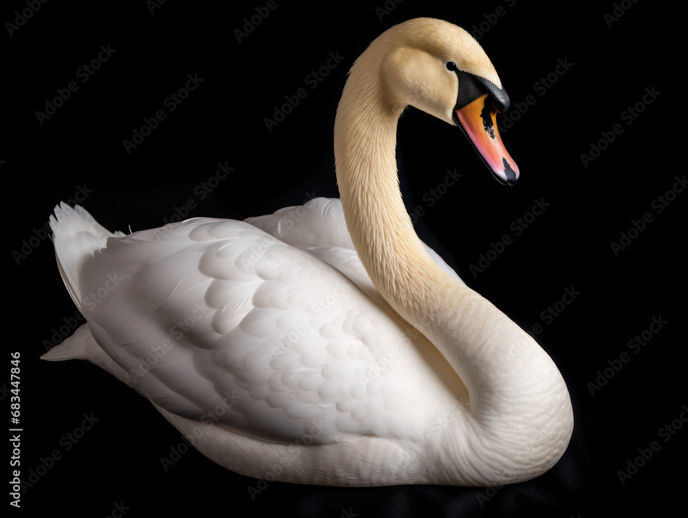 Fototapeta premium Swan Studio Shot Isolated on Clear Black Background, Generative AI