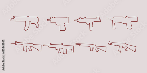 weapons assault collection with line art