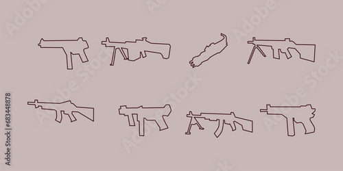 weapons assault collection with line art