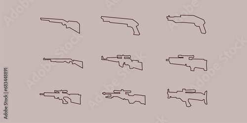 weapons assault collection with line art
