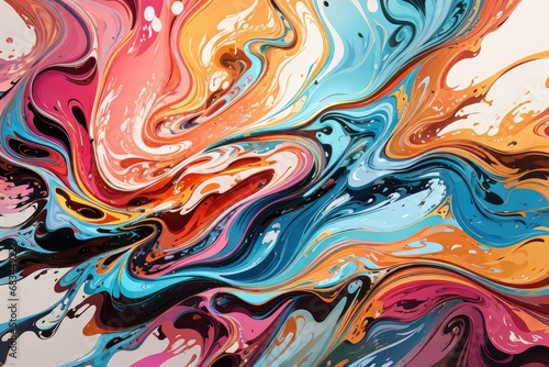 Colorful abstract paint background. Acrylic colors mixing. Liquid marble pattern.