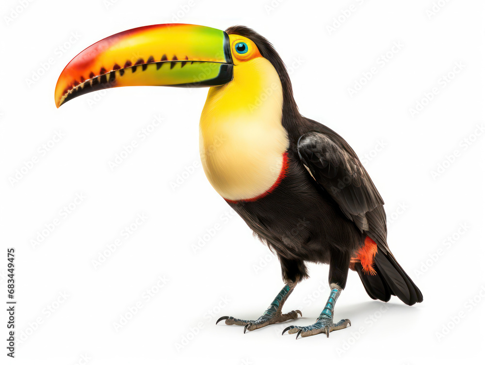 Tucan Studio Shot Isolated on Clear White Background, Generative AI Tucan Studio Shot Isolated on Clear White Background, Generative AI